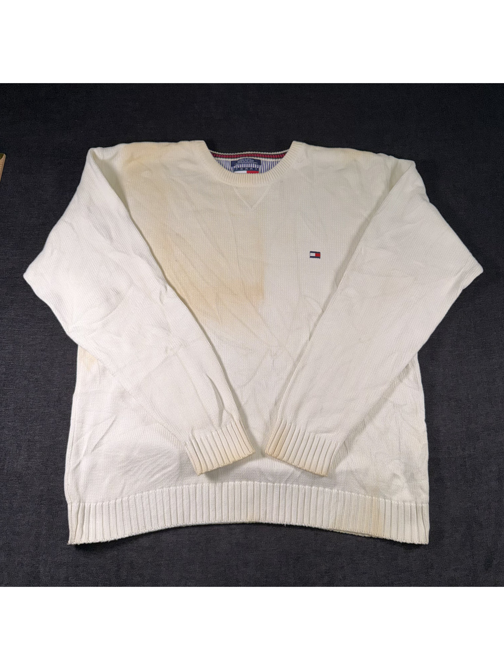 Tommy Hilfiger Men's XXL White Cotton Pullover Sweater